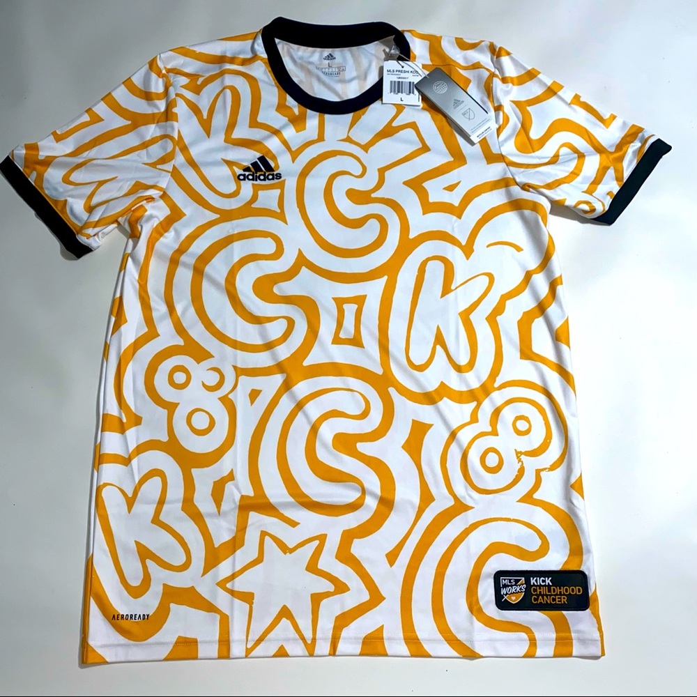 ADIDAS MLS KICK CHILDHOOD CANCER AEROREADY SOCCER JERSEY
